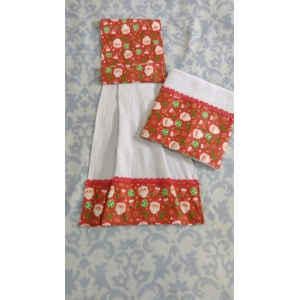 Conjunto de bate mão e pano de prato de natal 